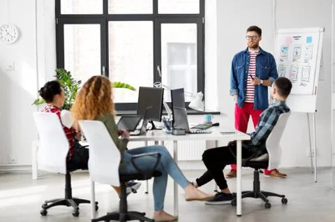 Creative man showing user interface at office 스톡 사진