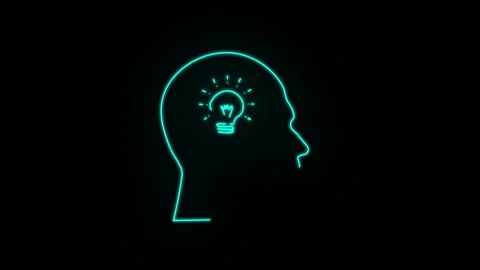 Creative man Thinking Concept with light bulb glowing in man head outline d.. Stock Footage 305571593