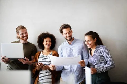 Creative managers crew working with new startup project in office. Team Stock-Fotos