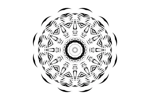 Creative Mandala Black White Intricate Line Art Illustrazione stock