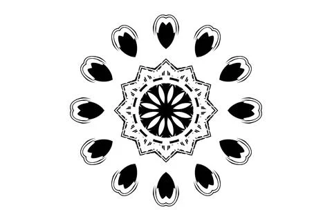 Creative Mandala Elegant Circle Pattern BW Иллюстрация