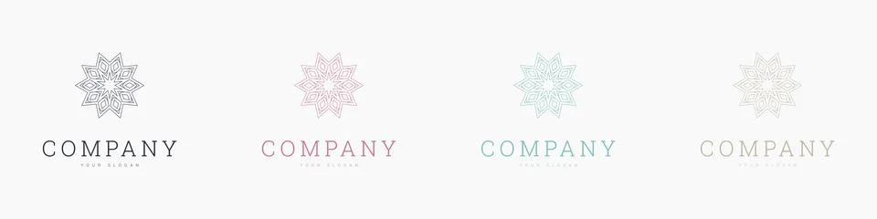 Creative mandala vector logo template brand retro Stock Illustration