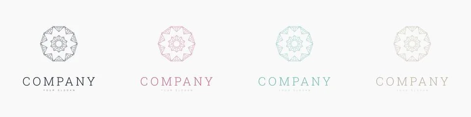 Creative mandala vector logo template brand retro Stock Illustration