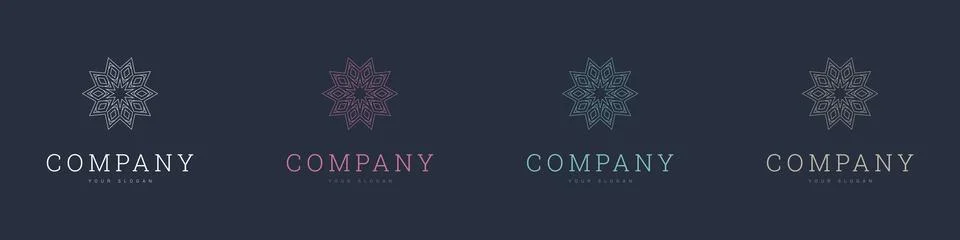 Creative mandala vector logo template brand retro Stock Illustration
