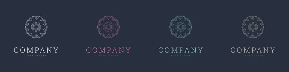 Creative mandala vector logo template brand retro Stock Illustration
