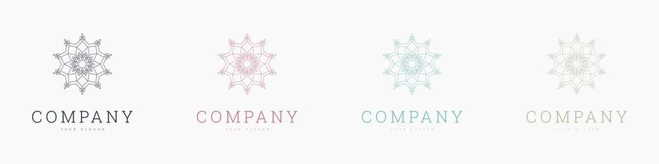Creative mandala vector logo template brand retro Stock Illustration