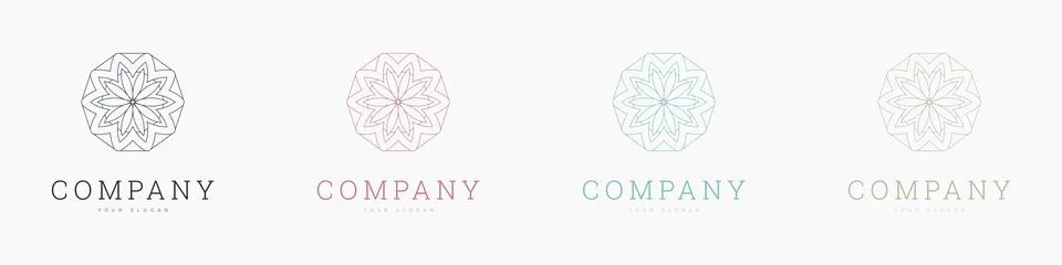 Creative mandala vector logo template brand retro Stock Illustration
