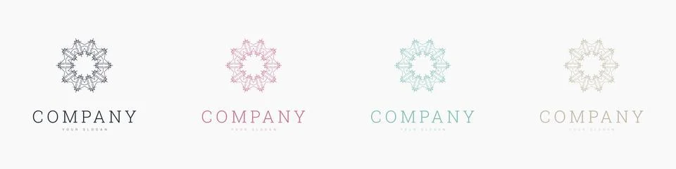 Creative mandala vector logo template brand retro Stock Illustration