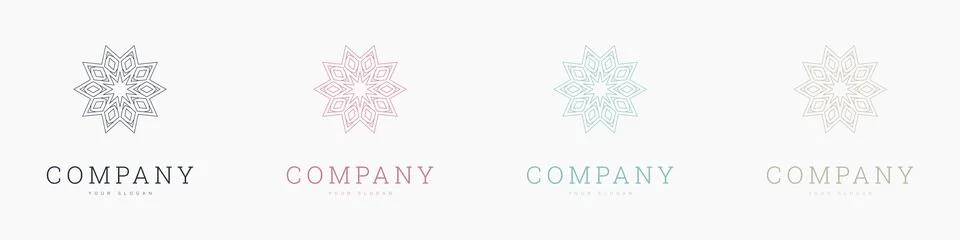 Creative mandala vector logo template brand retro Stock Illustration