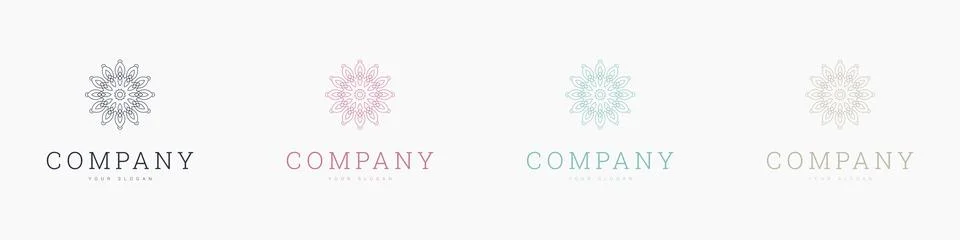 Creative mandala vector logo template brand retro Stock Illustration