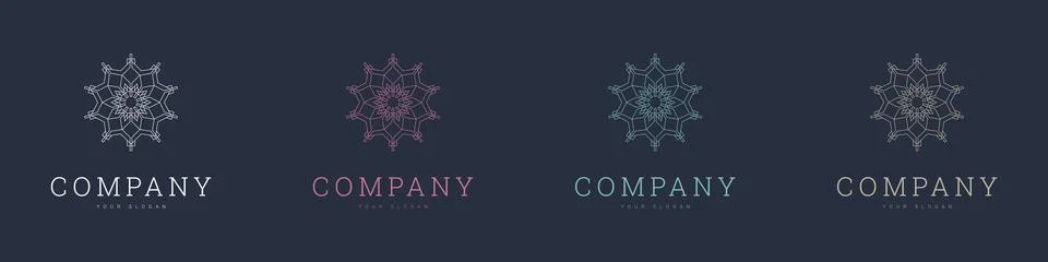 Creative mandala vector logo template brand retro Stock Illustration