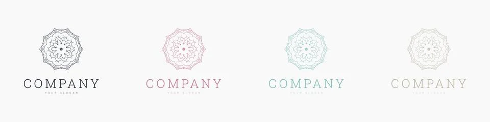 Creative mandala vector logo template brand retro Stock Illustration