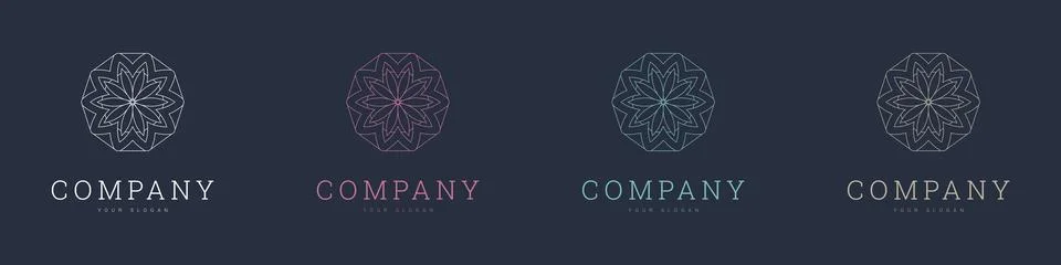 Creative mandala vector logo template brand retro Stock Illustration