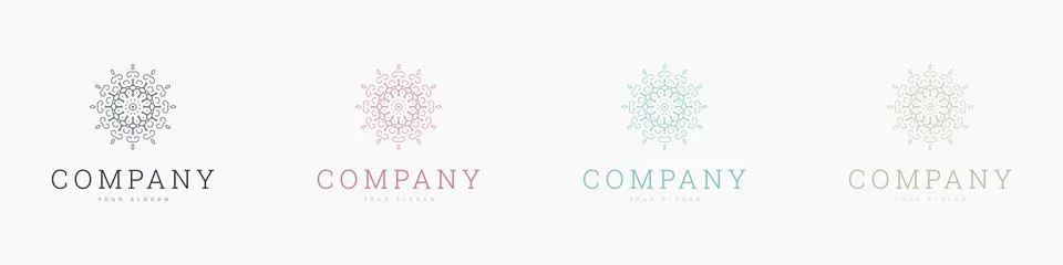 Creative mandala vector logo template brand retro Stock Illustration