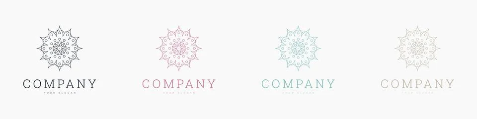 Creative mandala vector logo template brand retro Stock Illustration
