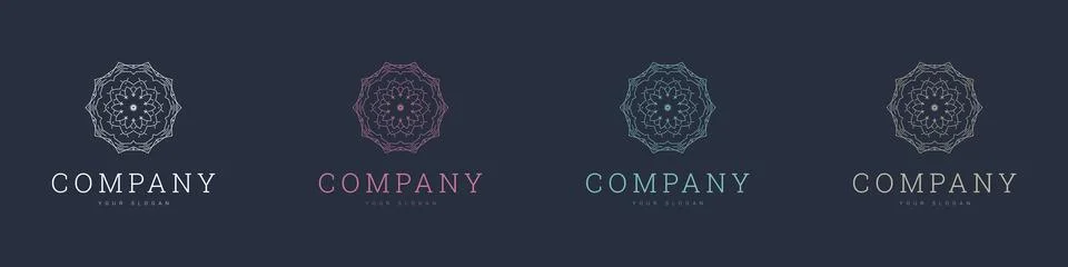 Creative mandala vector logo template brand retro Stock Illustration