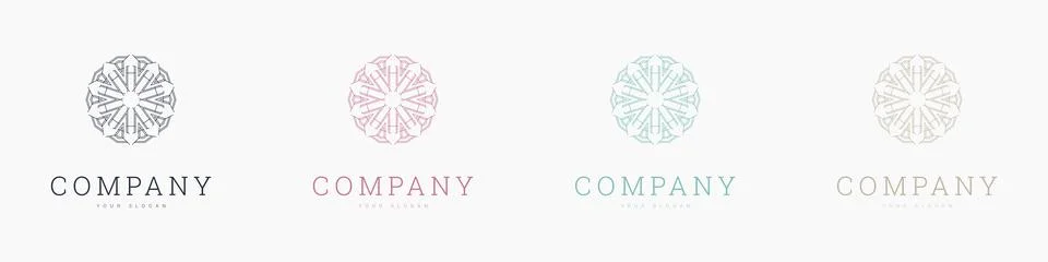 Creative mandala vector logo template brand retro Stock Illustration