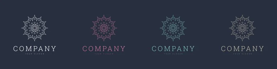 Creative mandala vector logo template brand retro Stock Illustration