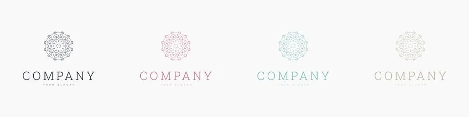 Creative mandala vector logo template brand retro Stock Illustration