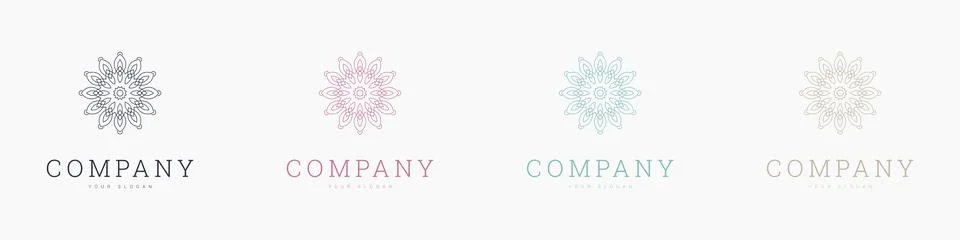 Creative mandala vector logo template brand retro Stock Illustration
