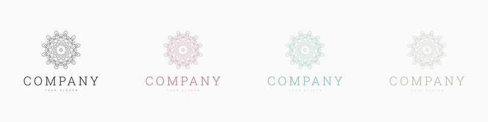 Creative mandala vector logo template brand retro Stock Illustration