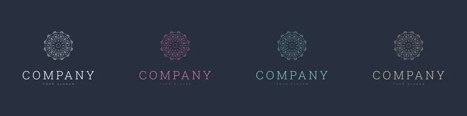 Creative mandala vector logo template brand retro Stock Illustration
