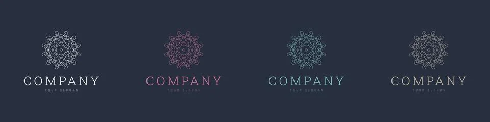 Creative mandala vector logo template brand retro Stock Illustration