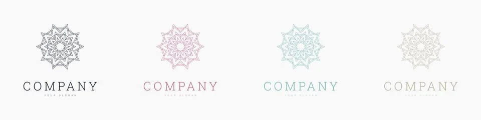 Creative mandala vector logo template brand retro Stock Illustration