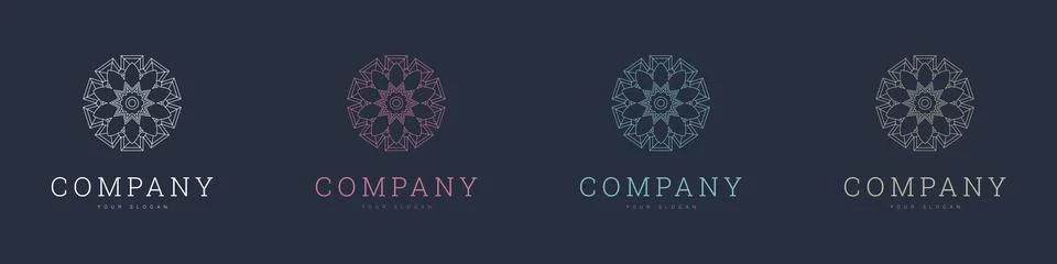 Creative mandala vector logo template brand retro Stock Illustration