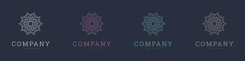 Creative mandala vector logo template brand retro Stock Illustration