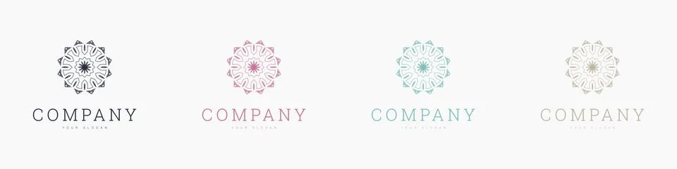 Creative mandala vector logo template brand retro Stock Illustration