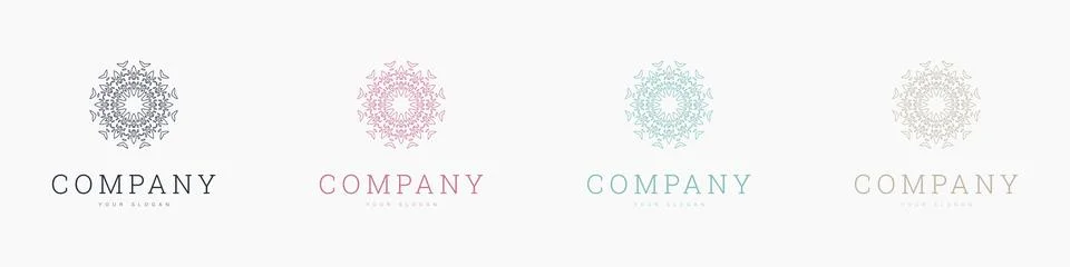 Creative mandala vector logo template brand retro Stock Illustration