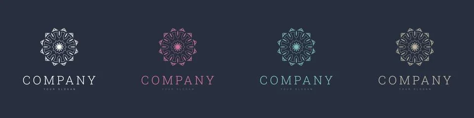 Creative mandala vector logo template brand retro Stock Illustration