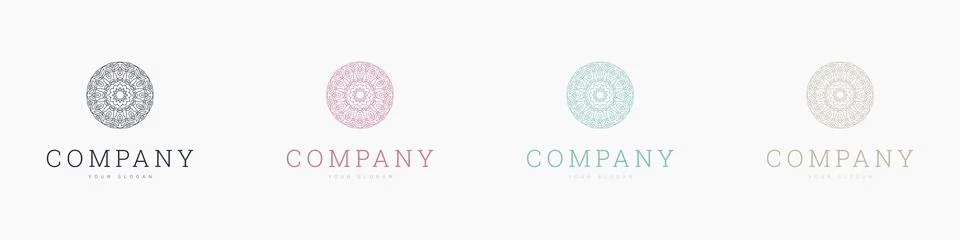 Creative mandala vector logo template brand retro Stock Illustration