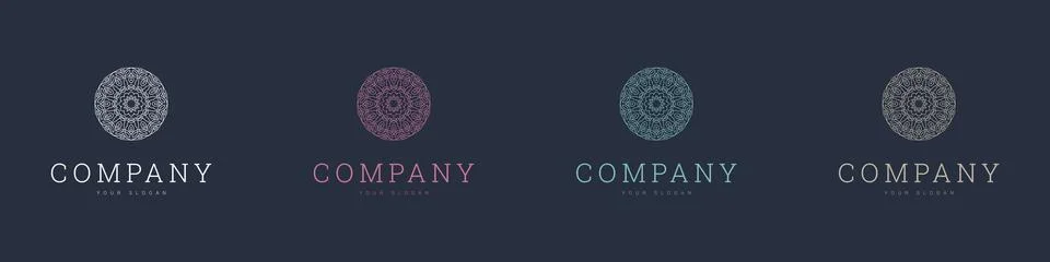 Creative mandala vector logo template brand retro Stock Illustration