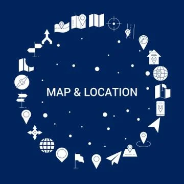 Creative Map and Location icon Background Stock Illustration