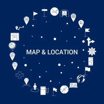 Creative Map and Location icon Background Stock Illustration