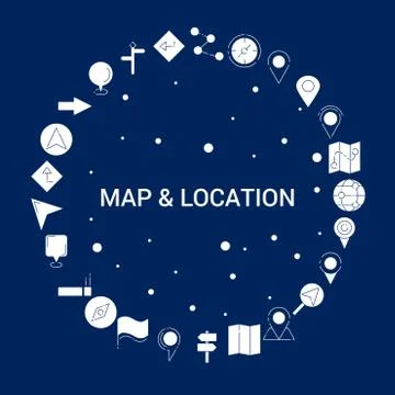 Creative Map and Location icon Background Stock Illustration