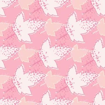 Creative maple leaves seamless pattern on pink background. Autumn leaf wallpa イラスト素材