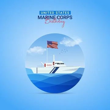 Creative Marine Day ads design. United States Marine Corps Birthday, Celebr.. Stock Illustration