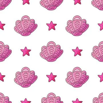 Creative marine seamless pattern. Pattern in hand draw style Stock Illustration