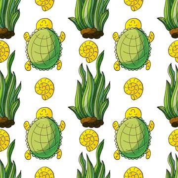Creative marine seamless pattern. Pattern in hand draw style Stock Illustration