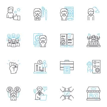 Creative marketing linear icons set. Innovation, Creativity, Differentiation Stock Illustration