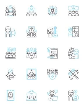 Creative marketing linear icons set. Innovation, Creativity, Differentiation Stock Illustration