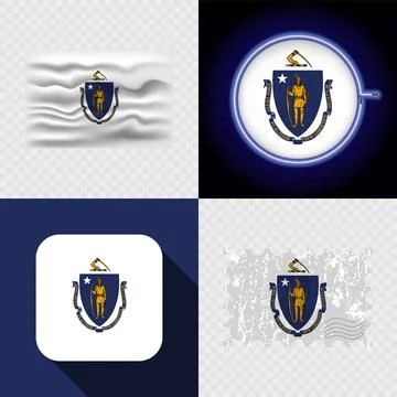 Creative Massachusetts Flag Icon Set Collection. Illustrazione stock