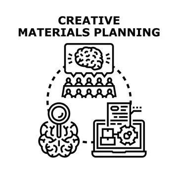 Creative materials planning and innovation idea development Stock Illustration