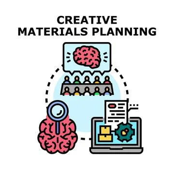 Creative materials planning and innovation idea development Stockillustratie