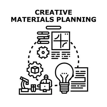 Creative materials planning and strategy development process Stock Illustration