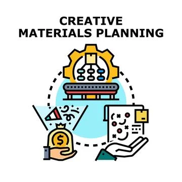 Creative materials planning and strategy vector illustration Illustrazione stock