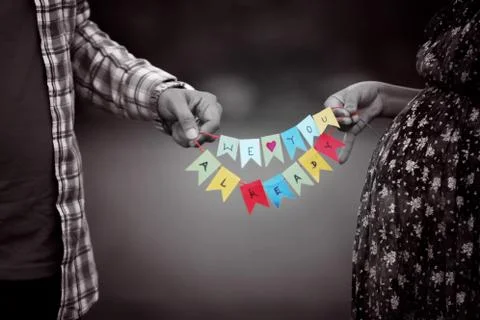 A creative maternity shoot idea Stock Photos